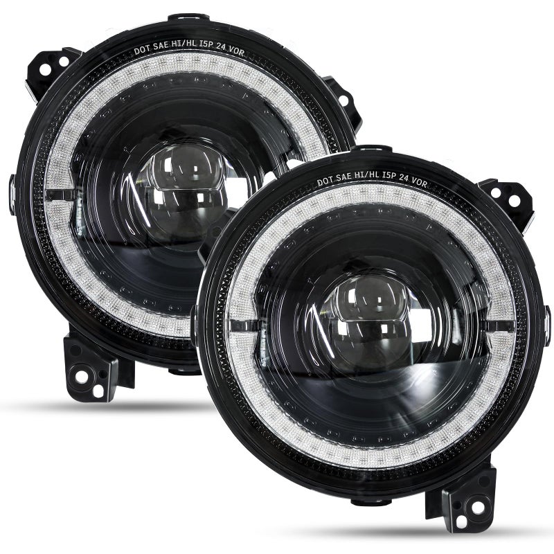 VI9000 9 Inch Round LED Headlights with HiLo Beam DRL Halo Turn Signal Sealed Beam Lights Compatible with Jeep Wrangler JLJLU 20182025 Gladiator JT 20202025 Unlimited Sport Rubicon Sahara 2PCS